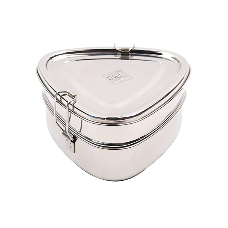 JVL Stainless Steel 2 Tier Lunch Box (Triangle, Small) - Image 5