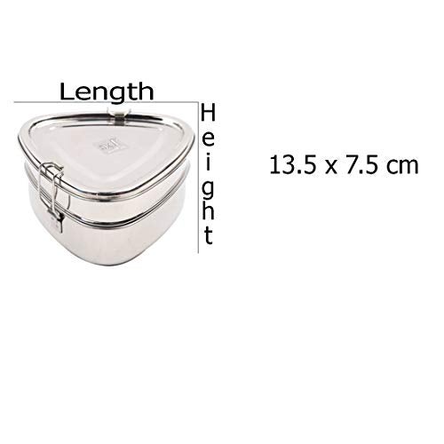 JVL Stainless Steel 2 Tier Lunch Box (Triangle, Small) - Image 4