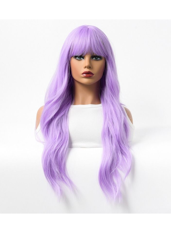 إستيل شعر مستعار نسائي طويل مجعد شعر مموج كبير متوسط ​​طويل كامل أغطية الرأس أرجواني فاتح - Image 1