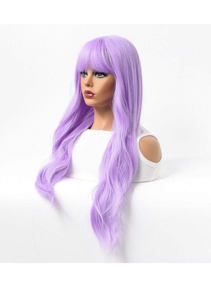 إستيل شعر مستعار نسائي طويل مجعد شعر مموج كبير متوسط ​​طويل كامل أغطية الرأس أرجواني فاتح - Image 3