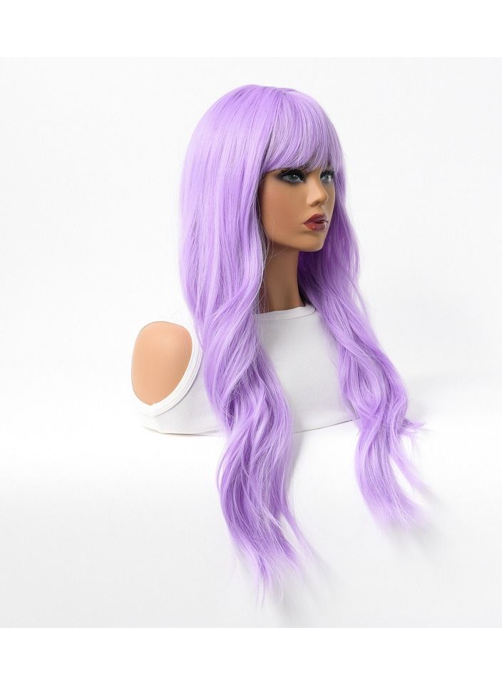 إستيل شعر مستعار نسائي طويل مجعد شعر مموج كبير متوسط ​​طويل كامل أغطية الرأس أرجواني فاتح - Image 2