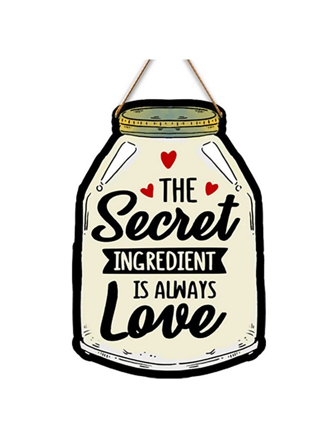 PNF Generic PNF The Secret Ingredient is Always Love Kitchen Quote Wall art & Door Hanging Frame For Kitchen, Dining, restaurants Decor | Walland home Decor for Living Room | Room Decor Wall Decor Items For Bedroom | (Wooden, 11x9 Inch,Brown)-35-1, Medium (PNF-35-WALL-thesecret-1) - Image 1