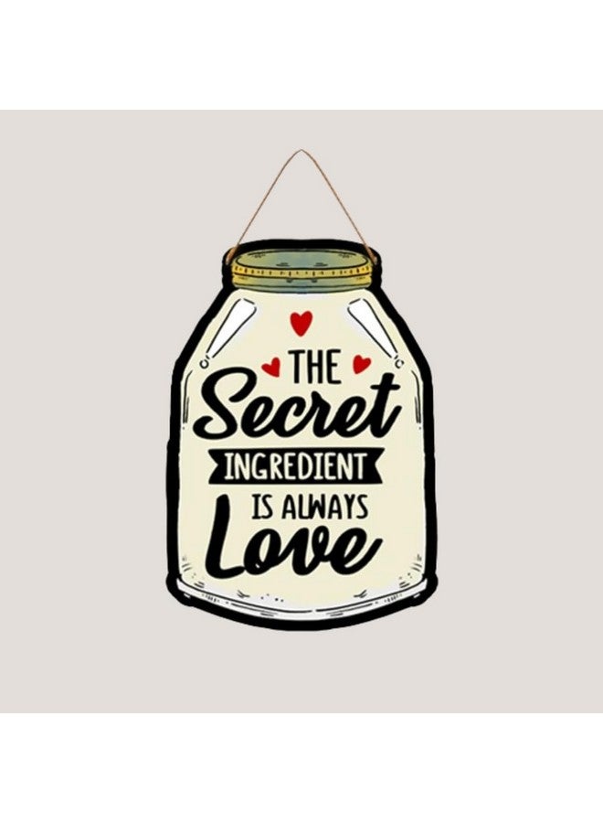 PNF Generic PNF The Secret Ingredient is Always Love Kitchen Quote Wall art & Door Hanging Frame For Kitchen, Dining, restaurants Decor | Walland home Decor for Living Room | Room Decor Wall Decor Items For Bedroom | (Wooden, 11x9 Inch,Brown)-35-1, Medium (PNF-35-WALL-thesecret-1) - Image 2