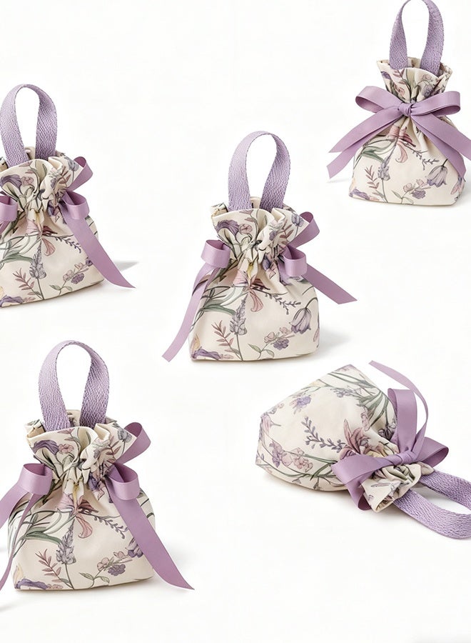 Happy D 5 printed fabric bags, drawstring bags, candy drawstring bags, engagement gift bags, Eid gift bags - Image 2