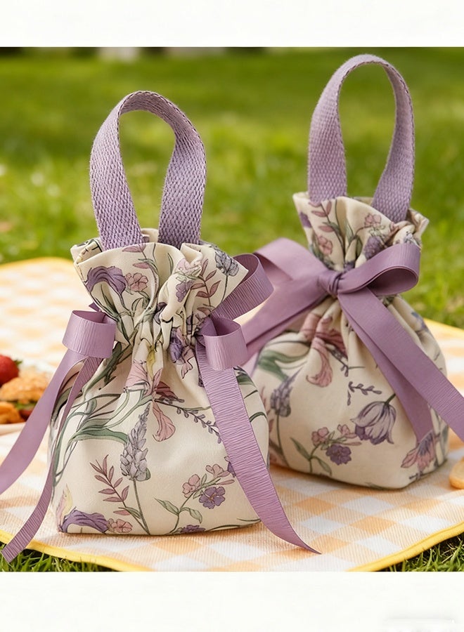 Happy D 5 printed fabric bags, drawstring bags, candy drawstring bags, engagement gift bags, Eid gift bags - Image 4