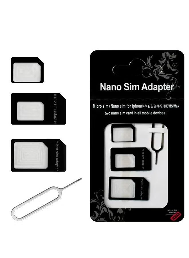مجموعة من 3 محولات بطاقة SIM Nano Micro - مجموعة محول قياسية 4 في 1 مع دبوس إخراج صينية فولاذية - Image 2