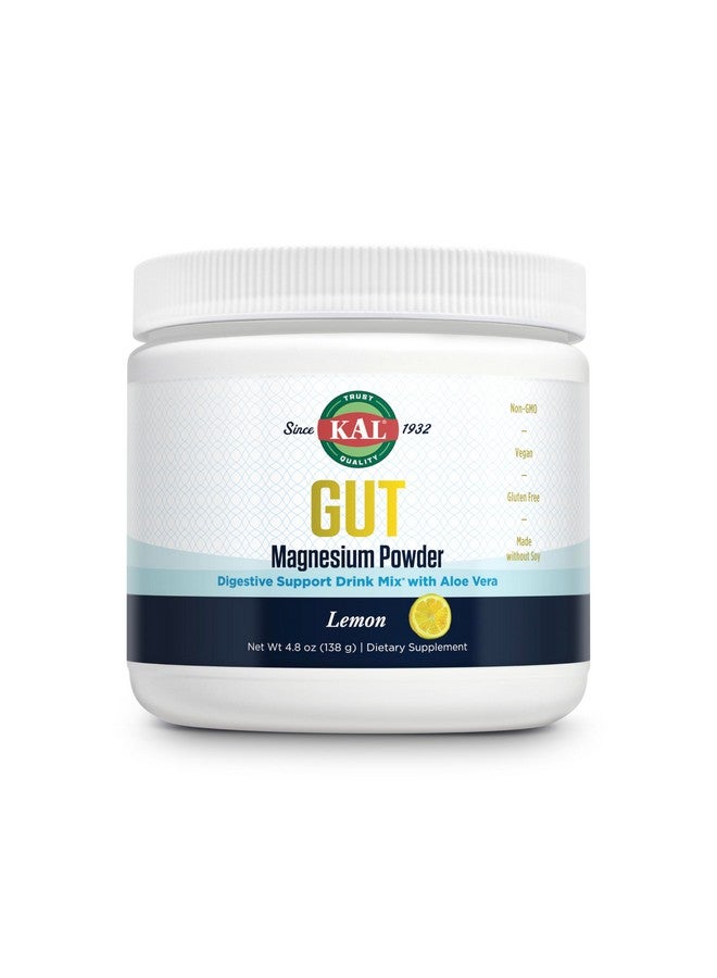 KAL Gut Magnesium Plus Aloe Vera Powder - Lemon Drink Mix - Magnesium Citrate Supplement with Aloe Vera Gel for Digestion & Relaxation Support - No Sugar - 60-Day Guarantee, 40 Servings, 4.8 OZ - Image 1