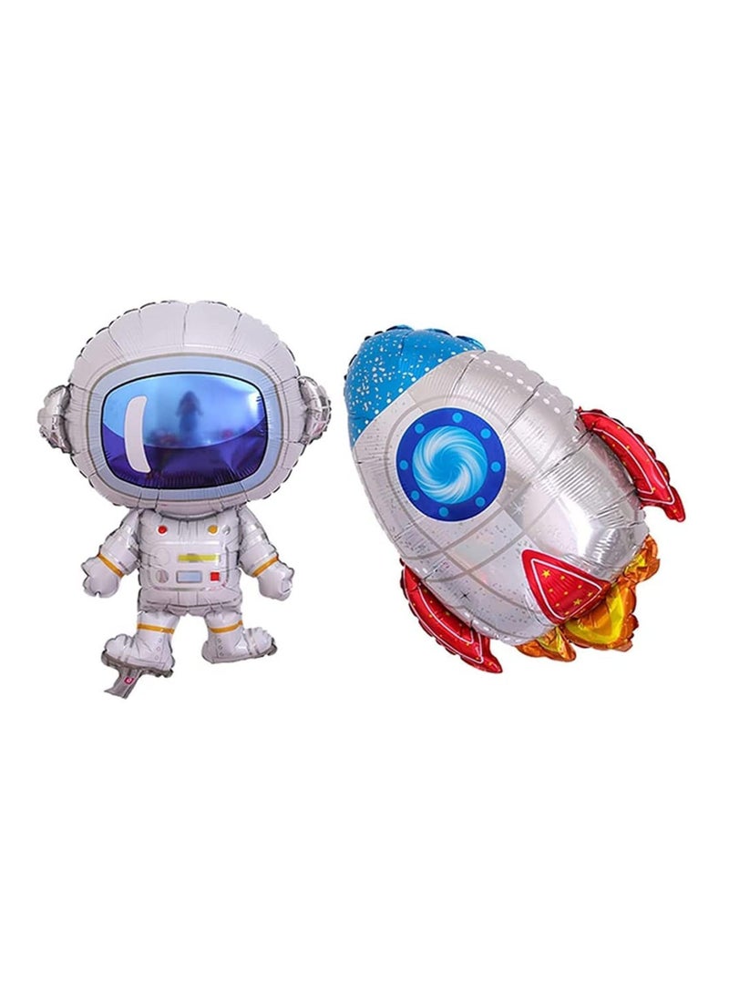 4Pcs Cute Large Size Outer Space Cartoon Balloons Astronaut Balloons Rocket Balloons for Planet Themed Party Supplies Shower Birthday Party - Image 5