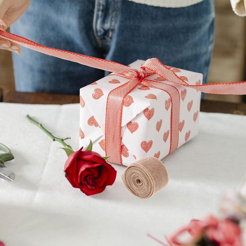 4cm Natural Burlap Ribbon with Wire Edge for Craft Making and Christmas Decoration, 5 Yards DIY Wrapping Ribbon for Packaging and Floral Wreaths - Image 4