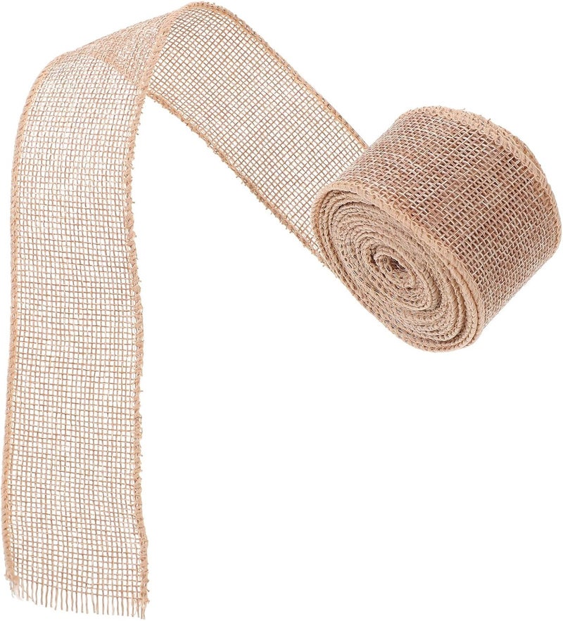 4cm Natural Burlap Ribbon with Wire Edge for Craft Making and Christmas Decoration, 5 Yards DIY Wrapping Ribbon for Packaging and Floral Wreaths - Image 1