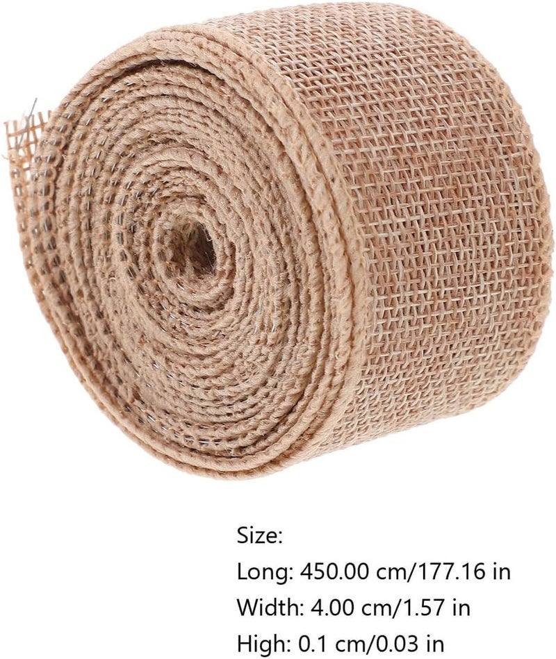 4cm Natural Burlap Ribbon with Wire Edge for Craft Making and Christmas Decoration, 5 Yards DIY Wrapping Ribbon for Packaging and Floral Wreaths - Image 2