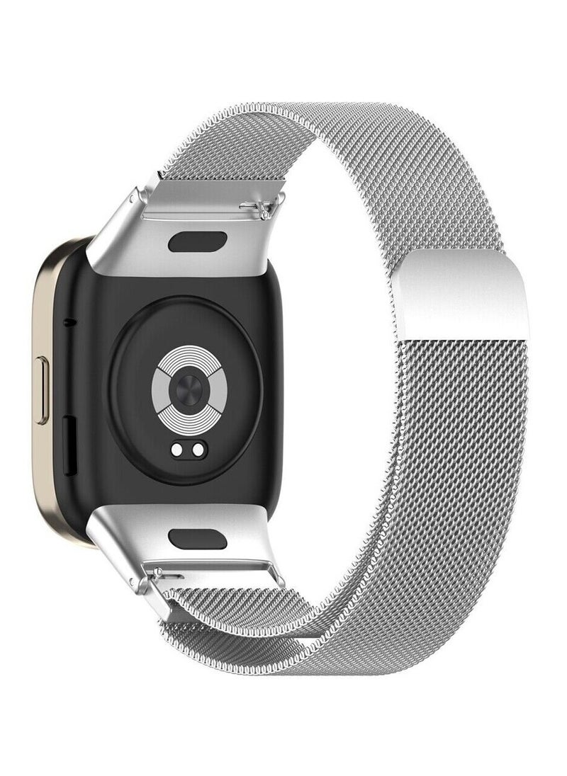 Generic Strap for Xiaomi Redmi Watch 3 Band with Metal Protective Case Bumper Magnetic Loop Bracelet (Silver)  - Image 2