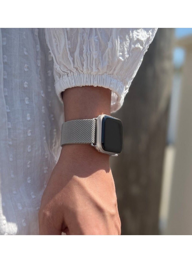 Generic Strap for Xiaomi Redmi Watch 3 Band with Metal Protective Case Bumper Magnetic Loop Bracelet (Silver)  - Image 3