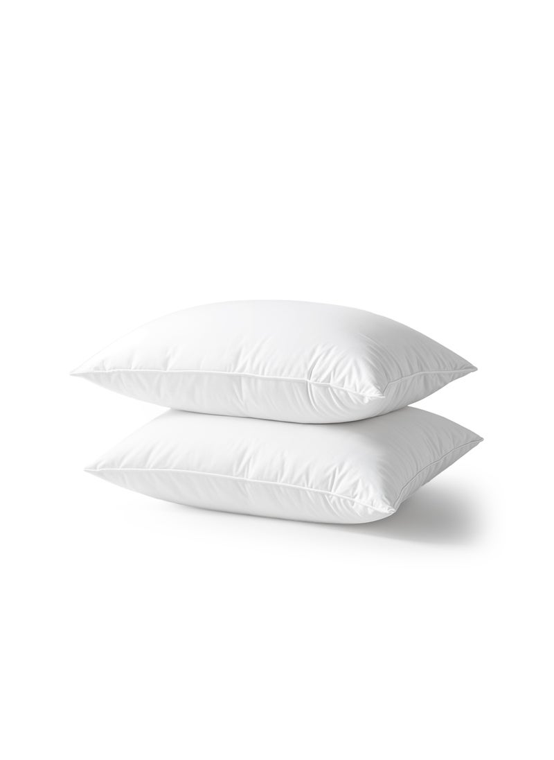 American Linen Twin Rest 2 Piece Set Piping Extra Soft Pillow Micro Fiber White 50x80cm  - Image 1