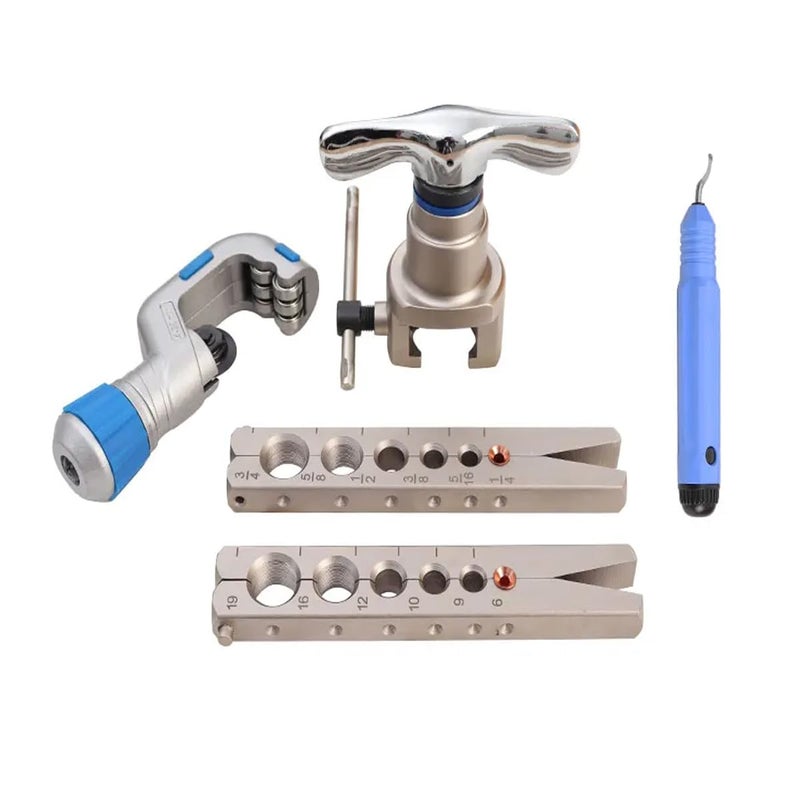 uptodateproducts Uptodateproducts Brake Line Flaring Tool Kit Swaging HVAC Pipe Expander Repair Eccentric Cone Refrigeration for Brass Copper Tube 45 Degree 5 in 1 Kit  - Image 2