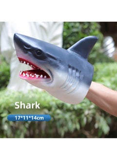 Fearless Dinosaur Hand Puppet Gloves Soft Silicone Triangle Dragon King Dinosaur Children's Simulation Animal Model Boys Toy-Color:Shark