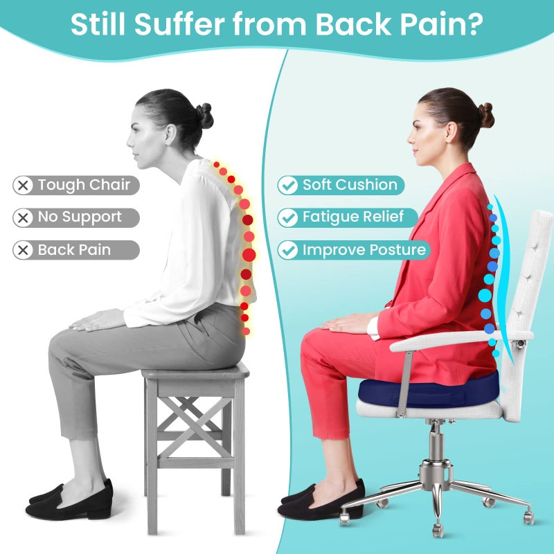 CushZone Office Chair Seat Cushion, Cooling Gel Enhanced Memory Foam Cushion for Long Sitting - Back, Sciatica, Coccyx, Tailbone Pain Relief Pillow - for Office, Gaming, Car, Wheelchair - Blue, X-Large - Image 5