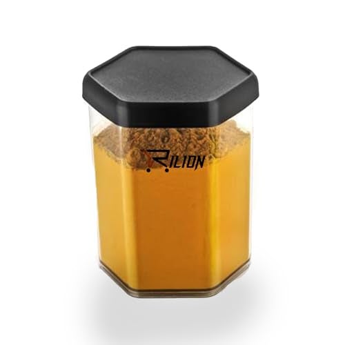 RILION Hexagon Air Tight Kitchen Containers Set (Pack of 6, 1100 ML) for Storage Pulses, Cereals, Grains, Dry Fruits, Pantry Organization and More, Food Grade, BPA Free, Stackable, Transparent - Image 2