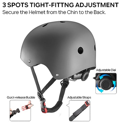 JBM Skateboard Helmet - Lightweight, Adjustable & Ventilated Helmet for Scooter, Roller Skate, Inline Skate - Image 4