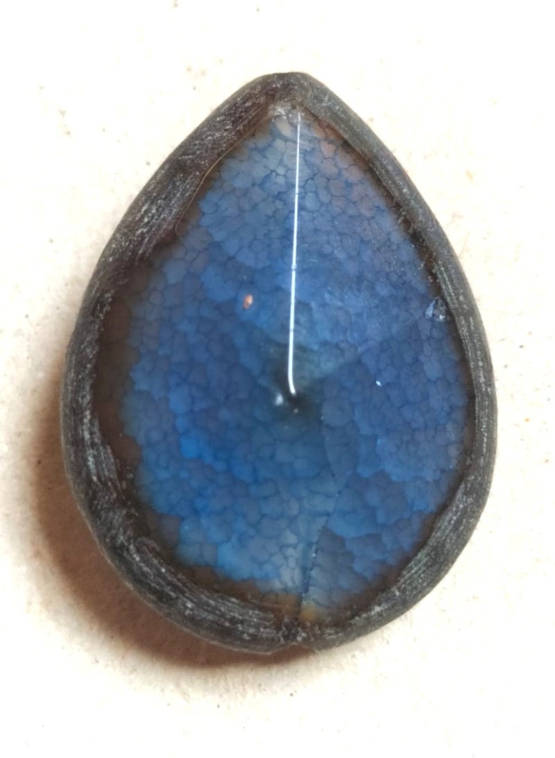 Gorgeous Fire Blue Agate Stone All Natural Pear Shape Diamond Shape Double Sided Drilled for
