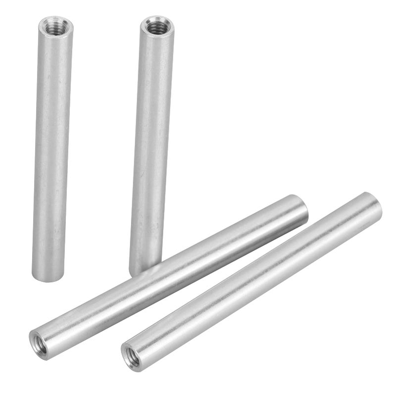 Walfront 4PCs Aluminum Standoffs Round Tube Extension Support Round Sleeve Connector Rod Bar Stud Tube Nut M4 x 0.7mm Female Threads 60mm Length Robotics Accessories Round Coupling Nut - Image 1