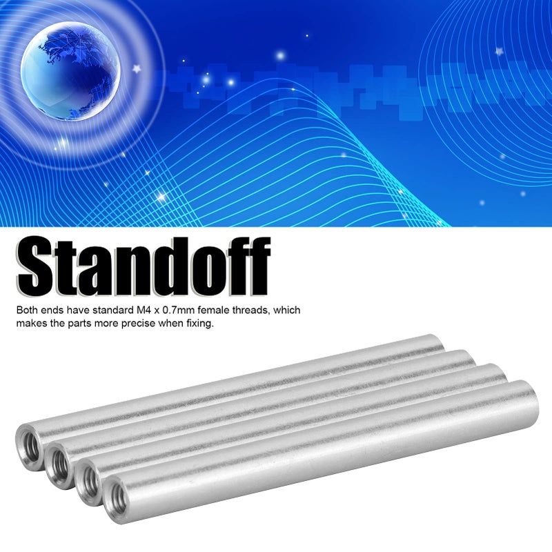 Walfront 4PCs Aluminum Standoffs Round Tube Extension Support Round Sleeve Connector Rod Bar Stud Tube Nut M4 x 0.7mm Female Threads 60mm Length Robotics Accessories Round Coupling Nut - Image 5