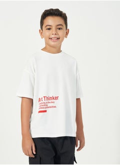 Styli Slogan Print Round Neck Oversized T-shirt  - Image 1