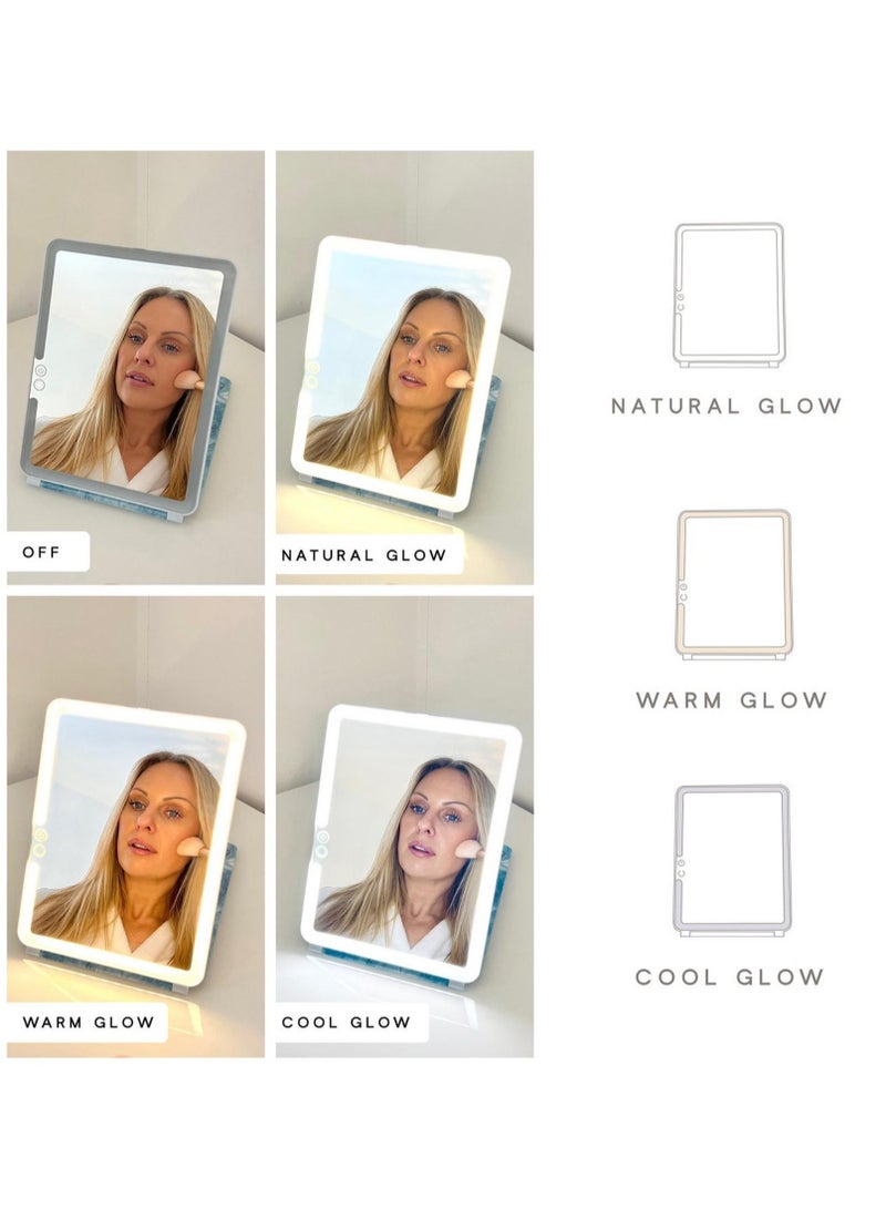 SENSSE Stylish and Sleek Glow Up Teal Marble Mirror with Illuminating LED Technology and USB Port 27x19x2 cm  - Image 3