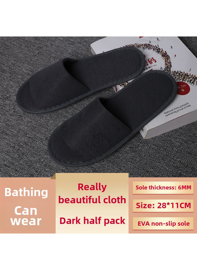 Generic - Star hotel disposable slippers special hotel B  B beauty salon disposable slippers wholesale non-slip LOGO[70% Home Choice] 6mm True Beauty Cloth Non-slip Half Pack Bead Bottom-Dark Grey [70% Home Choice] 6mm True Beauty Cloth Non-slip Half Pack Bead Bottom-Dark Grey - Image 1