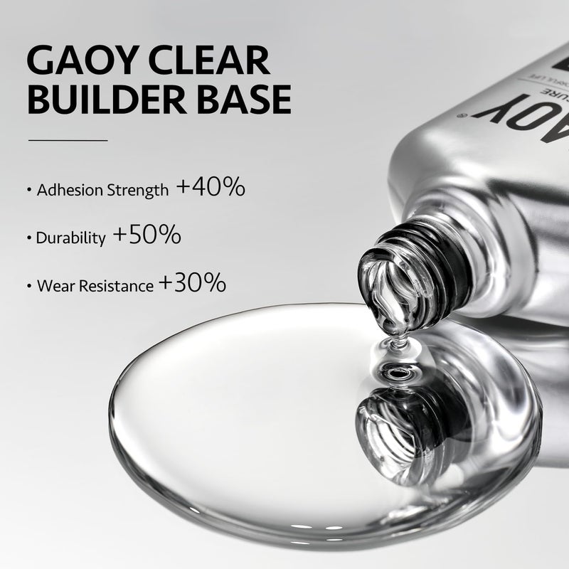 GAOY Glossy Gel Top Coat and Builder Base Set, 2 Pcs 16ml Glassy Top Coat and Clear Rubber Base Nail Strengthener Combination for UV Light Cure Gel Nail Polish - Image 2