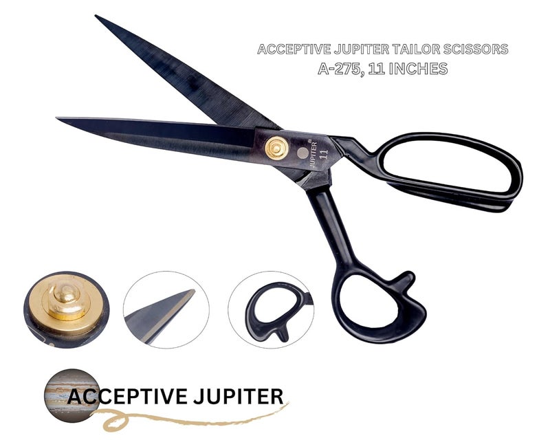 Acceptive Jupiter Tailoring Shears for Multipurposes Use A275 A11 Inches Black - Image 2