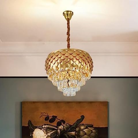 Lyse Decor Chandelier for Living Room Modern Ceiling Light Jhumar for Hall Light for Living Room and Hall Round Jhoomer Show Lights for Home Decoration Ceiling (Gold 400 mm) - Image 4