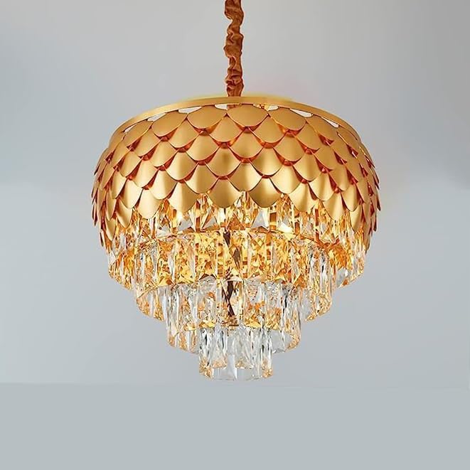 Lyse Decor Chandelier for Living Room Modern Ceiling Light Jhumar for Hall Light for Living Room and Hall Round Jhoomer Show Lights for Home Decoration Ceiling (Gold 400 mm) - Image 1