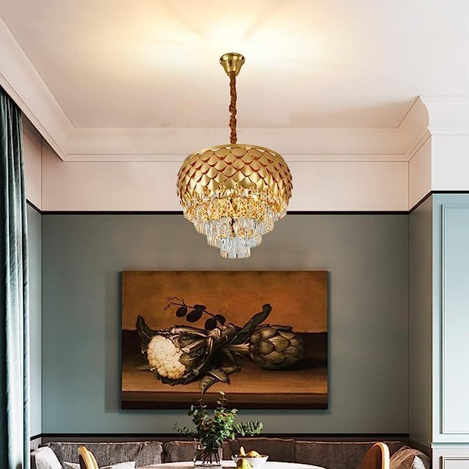Lyse Decor Chandelier for Living Room Modern Ceiling Light Jhumar for Hall Light for Living Room and Hall Round Jhoomer Show Lights for Home Decoration Ceiling (Gold 400 mm) - Image 2