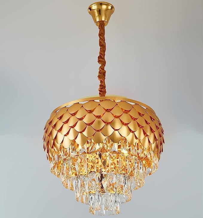 Lyse Decor Chandelier for Living Room Modern Ceiling Light Jhumar for Hall Light for Living Room and Hall Round Jhoomer Show Lights for Home Decoration Ceiling (Gold 400 mm) - Image 5