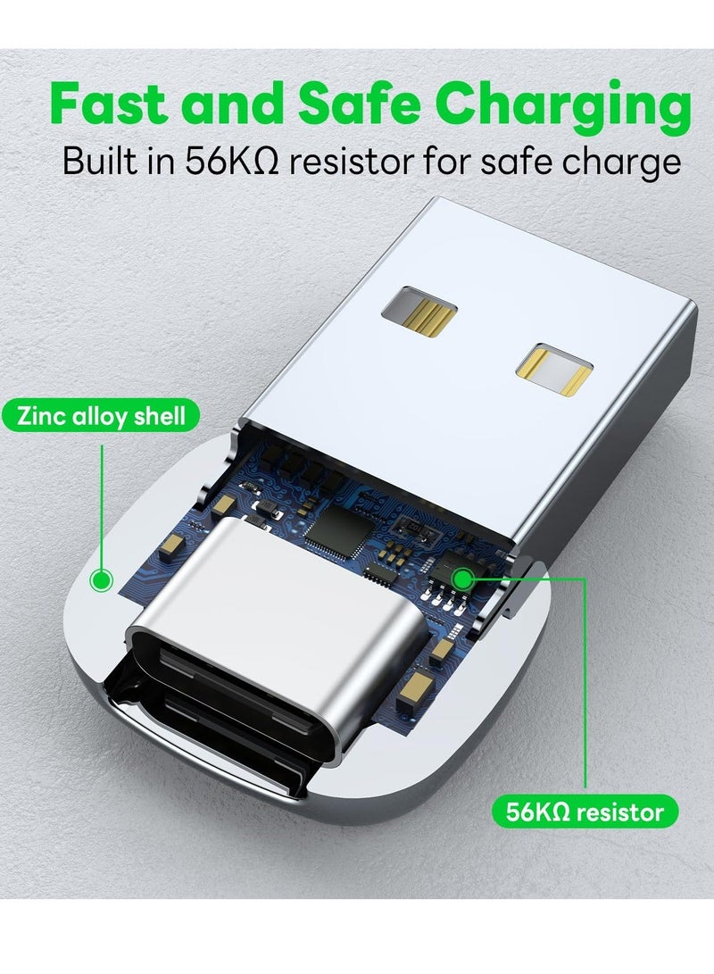 2 Pcs USB To C Adapter, C To USB Adapter, Converter For Apple Watch Ultra iWatch 7 8 9,iPhone 14 13 12 11 15 Plus Pro Max, AirPods, iPad Air,Samsung Galaxy S23 S22, Silver - Image 5