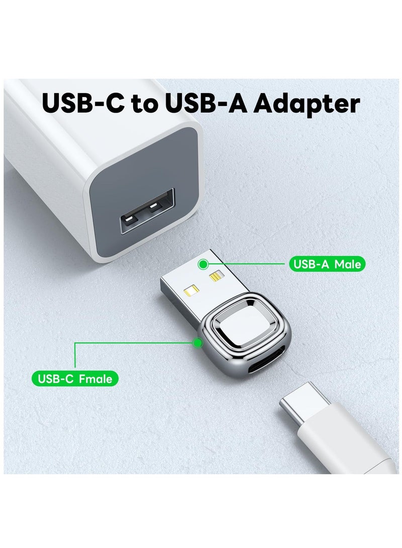 2 Pcs USB To C Adapter, C To USB Adapter, Converter For Apple Watch Ultra iWatch 7 8 9,iPhone 14 13 12 11 15 Plus Pro Max, AirPods, iPad Air,Samsung Galaxy S23 S22, Silver - Image 2