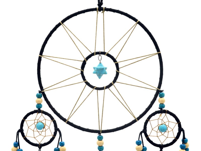 Urdeoms Large Black Dream Catchers for Bedroom Adult Merkaba Turquoise Boho Dream Catcher Wall Decor for Boys Teen Room Decor Dorm Living Room Hanging Decoration Festival Gifts(NO.32) - Image 5