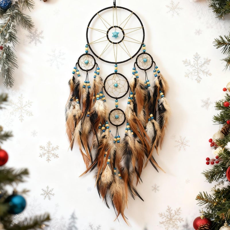 Urdeoms Large Black Dream Catchers for Bedroom Adult Merkaba Turquoise Boho Dream Catcher Wall Decor for Boys Teen Room Decor Dorm Living Room Hanging Decoration Festival Gifts(NO.32) - Image 1