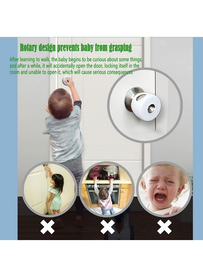 NCGDPZY Child Proof Door Knob Safety Covers - 4 Pack, Easy Install Baby Door Knob Covers for Kids, Durable White PP Material, Fits Most Spherical Door Knobs, Child Safety Products - Image 5