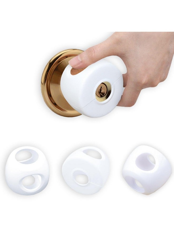 NCGDPZY Child Proof Door Knob Safety Covers - 4 Pack, Easy Install Baby Door Knob Covers for Kids, Durable White PP Material, Fits Most Spherical Door Knobs, Child Safety Products - Image 1