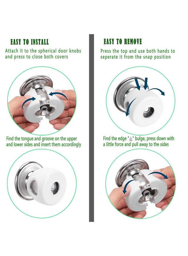 NCGDPZY Child Proof Door Knob Safety Covers - 4 Pack, Easy Install Baby Door Knob Covers for Kids, Durable White PP Material, Fits Most Spherical Door Knobs, Child Safety Products - Image 4
