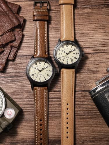 Getalia Italian leather Watch Band Tuscany Natural Vegetable-Tanned Full Grain Genuine Leather, Skin-Safe, Quick Release Replacement Watch Straps for Men and Women Thick and Soft (Natural：Width-19mm) - Image 3