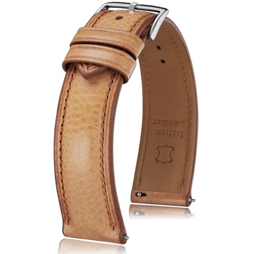 Getalia Italian leather Watch Band Tuscany Natural Vegetable-Tanned Full Grain Genuine Leather, Skin-Safe, Quick Release Replacement Watch Straps for Men and Women Thick and Soft (Natural：Width-19mm) - Image 1