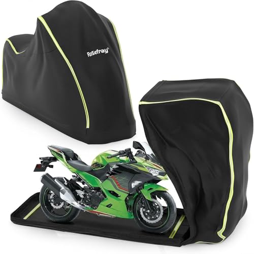 Rosefray Full Enclosed Motorcycle Cover600D Waterproof Motorcycle Cover OutdoorIndoor UV Resistant with Reflective Strips Fits Length up to 965 Motorcycles Yamaha Honda Harley Suzuki Black - Image 1