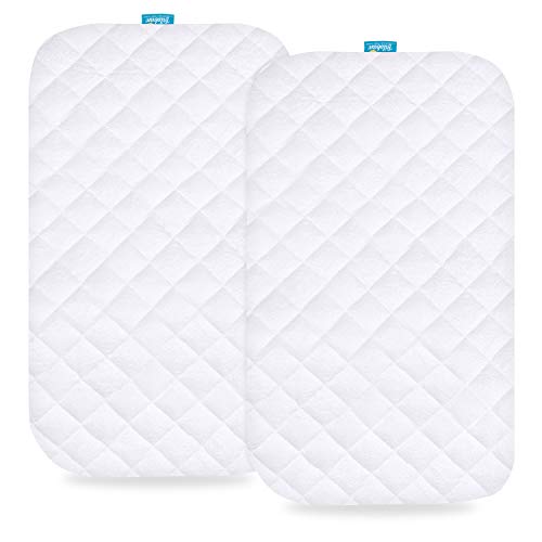 Biloban Waterproof Bassinet Mattress Pad Cover Fit for Kiniew Baby Bassinets Bedside Sleeper and AirClub Bassinet Bedside Sleeper 2 Pack Ultra Soft Surface Breathable and Easy Care - Image 1