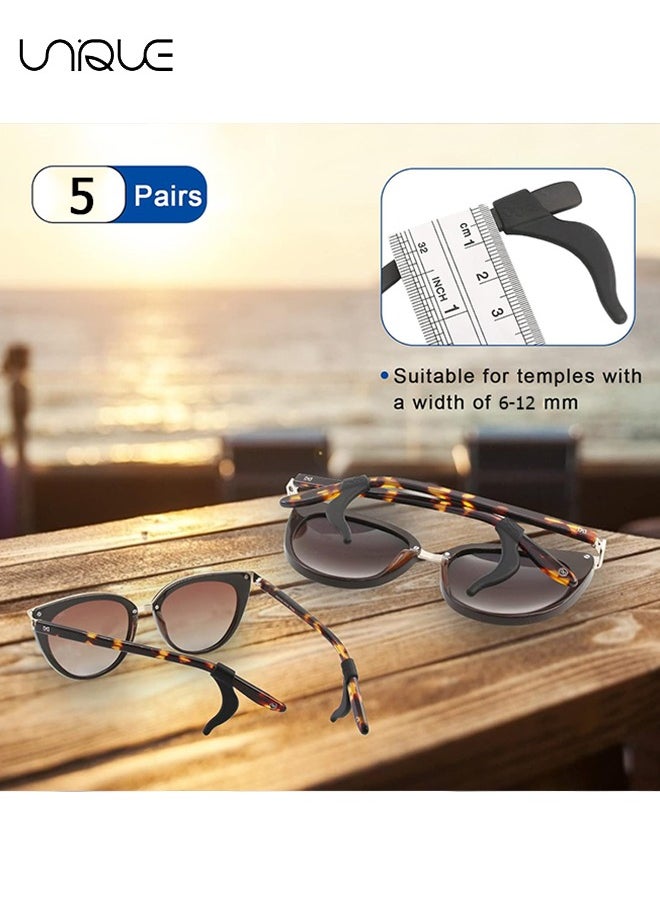 Unique - 5 Pairs Eyeglass Ear Grip - Anti-slip Eyeglasses Ear Cushion Retainer - Eyeglasses Temple Tip Sleeve Retainer (Black) - Image 1