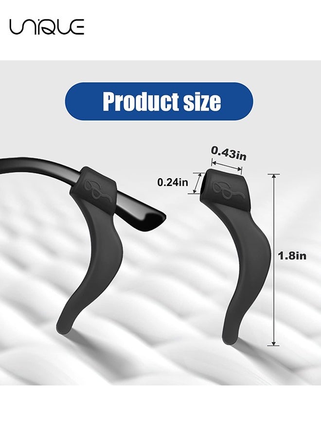 Unique - 5 Pairs Eyeglass Ear Grip - Anti-slip Eyeglasses Ear Cushion Retainer - Eyeglasses Temple Tip Sleeve Retainer (Black) - Image 1