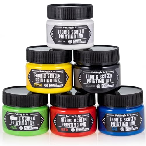 Falling in Art Fabric Screen Printing Ink Set, 4-Ounce Permanent Fabric Paints for T-Shirt and Silk Printmaking, 6 Colors - Image 1