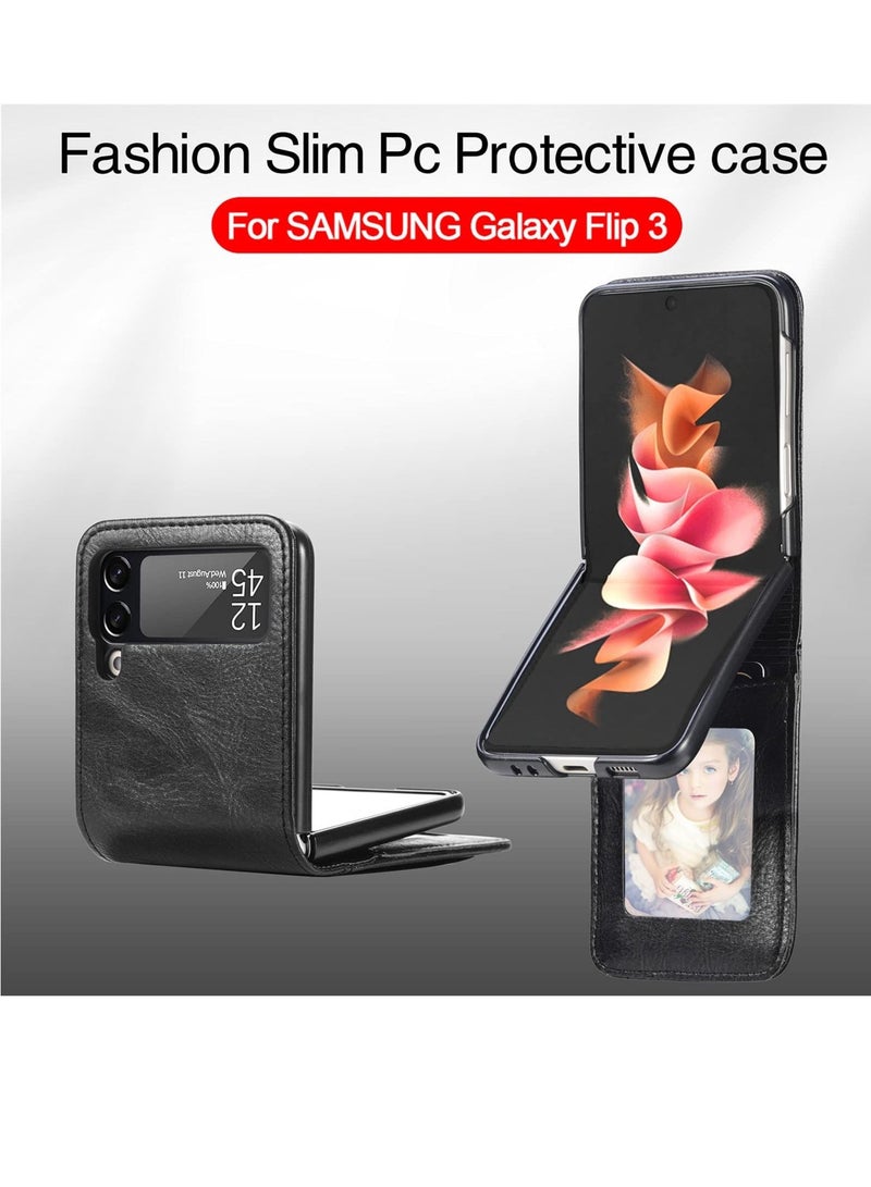 Y&D Compatible with Samsung Galaxy Z Flip 3 Case, Business Style Premium Leather Wallet Case Card Holders for Women Men Protective Phone 5G 2021  - Image 3